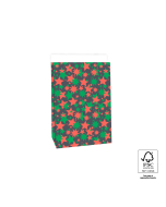 P44.065.017 Blokbodemzakken - Big Stars Green/Red - 17 x 10 x 25 cm