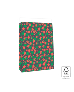 P44.065.027 Blokbodemzakken - Big Stars Green/Red - 27 x 15 x 34 cm