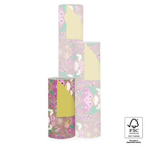 P15.157.030 Inpakpapier - Botanic Pink - Yellow