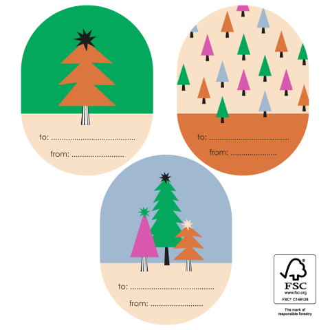 P39.141.250 X-mas Stickers Multi - Graphic Tree