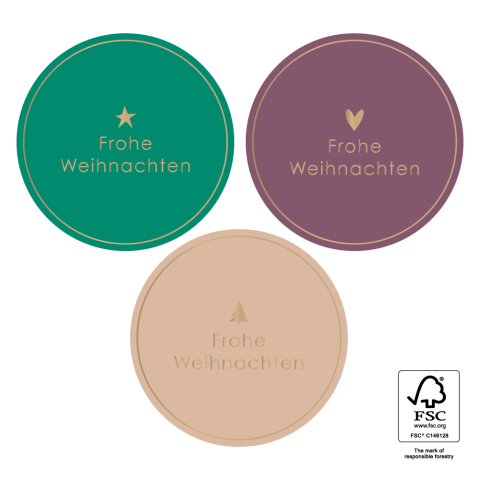 P39.147.250 X-mas Stickers Multi - Text Frohe Weihnachten Gold