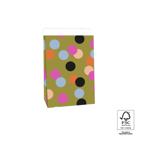 P44.064.017 Blokbodemzakken - Big Confetti Olive - 17 x 10 x 25 cm