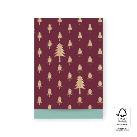 P38.119.017 X-mas Cadeauzakjes - Tree Beet Red Gold Foil - Misty Green - 17 x 25 cm