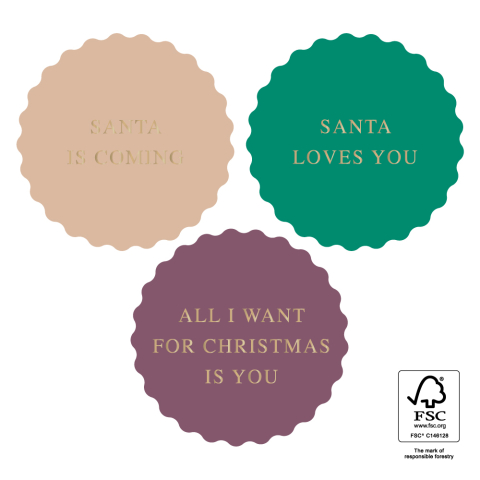 P39.143.250 X-mas Stickers Multi - Santa Love Gold