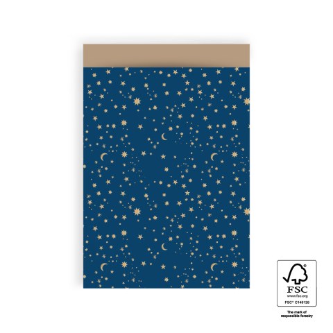 P43.198.017 Cadeauzakjes - Galaxy Foil Gold Blue - Taupe - 17 x 25 cm