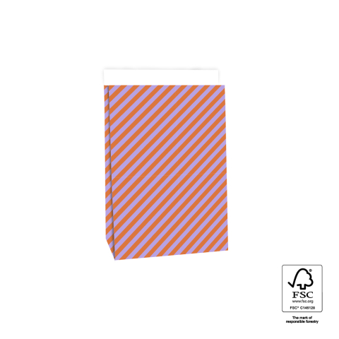 P44.067.017 Blokbodemzakken - Stripes Orange/Lilac - 17 x 10 x 25 cm