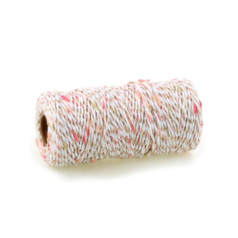 P60.125.100 Touw - Twist Fluffy - White/Pink/Gold